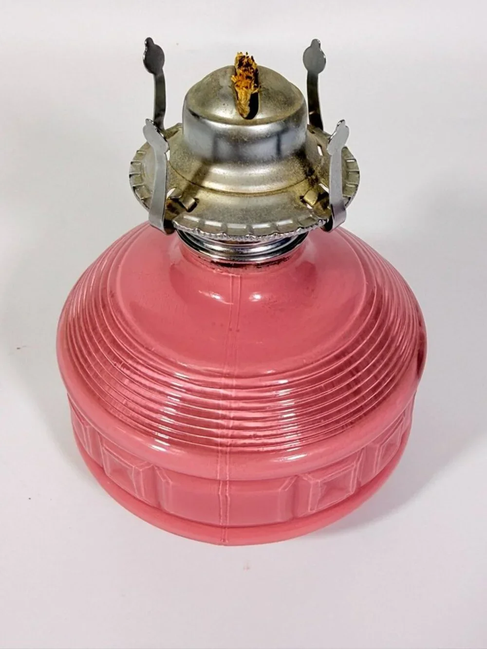 Oil Lamp LampLight Farms Sommerset Traditional Vintage  - Rose Colored  Etched